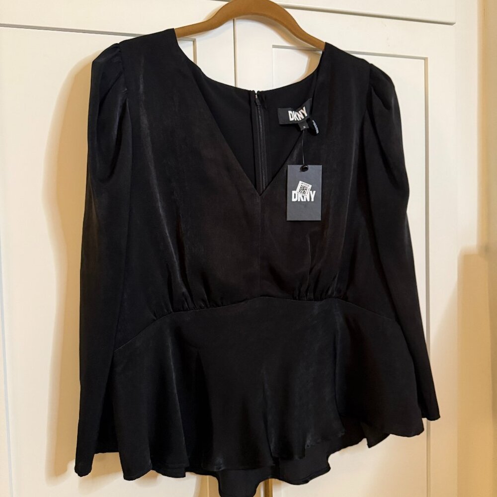 DNKY Peplum Puff Sleeve Blouse NWT - Sz XL